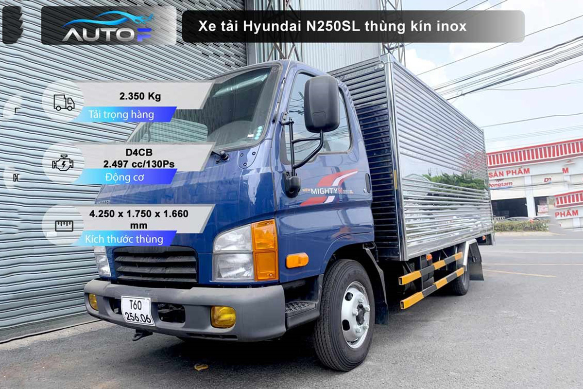 kích thước xe Hyundai Mighty N250SL thùng kín Euro5